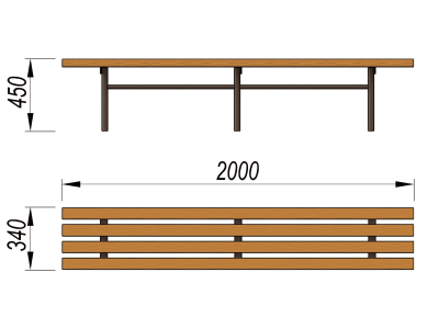 Двухметровая лавочка без спинки 2 м МАФ 1602 в Волгограде