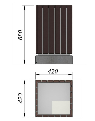 Урна деревянная квадратная с бетонным основанием МАФ 1633 в Волгограде