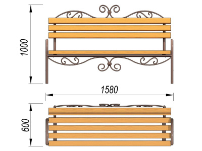 Лавочка кованная МАФ 1606 в Волгограде