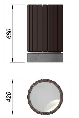 Урна деревянная круглая с бетонным основанием МАФ 1632 в Волгограде