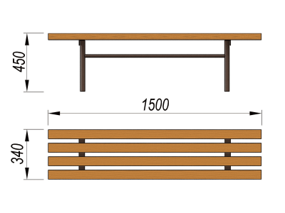 Лавочка без спинки МАФ 1601 в Волгограде