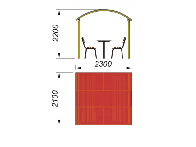 Стол и лавки под навесом МАФ 4005 в Волгограде