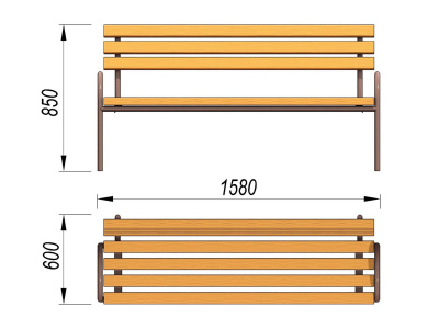 Парковая лавочка со спинкой МАФ 1605 в Волгограде